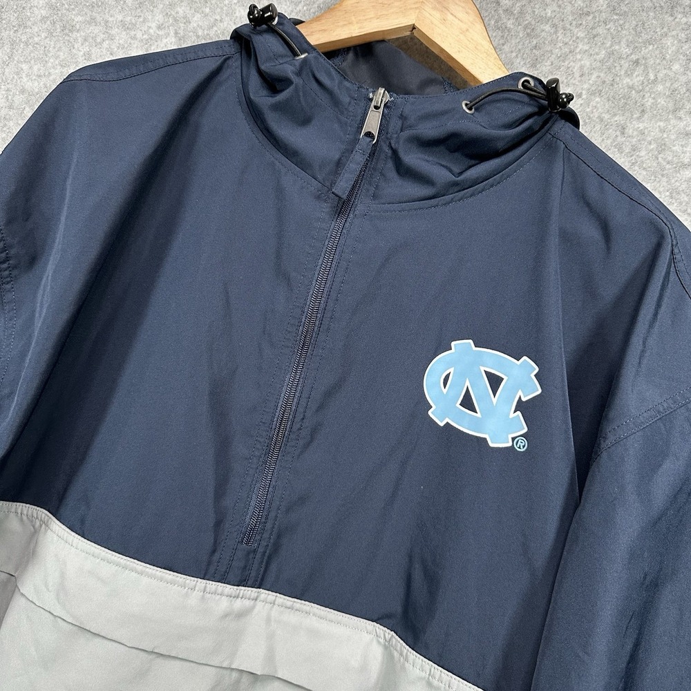 Champion Mens Navy North Carolina Tar Heels Colorblock‎ Packable Half-Zip Jacket